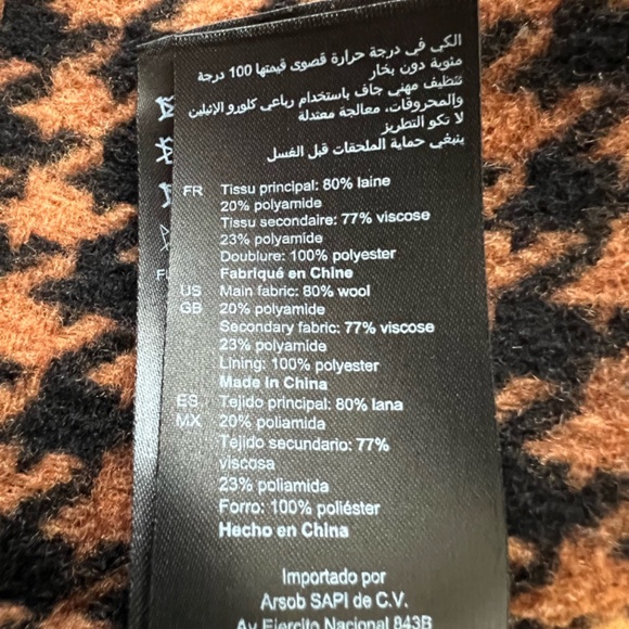 Sandro Houndstooth brown woolen jacket with fur - Picture 12 of 12